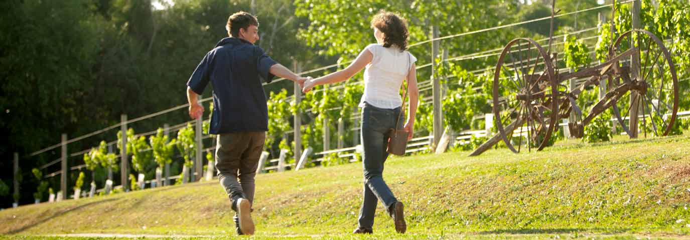 Happy Couple Walking the Tamborine Mountain Wine Trail